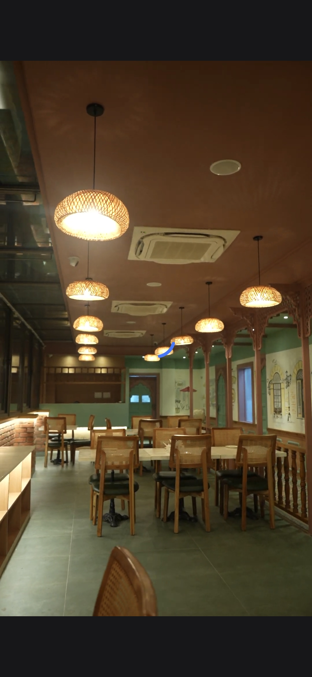 Panchforan rooftop seating under string lights